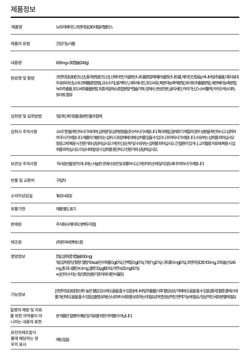 [NEW]뉴트리메이드 코엔자임Q10 데일리 밸런스 30캡슐 (1개월분) 상세페이지 21